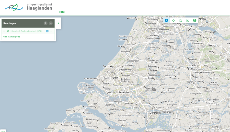 Een geografische map van de regio Haaglanden.